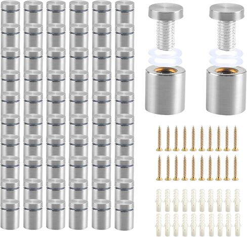 70 Pcs 1/2 x 1 Inch Sign Standoff Screws, Wall Stainless Steel Standoff Mounts Hardware Advertising, Glass Mounting Nail for Hanging Acrylic Picture Frame (Silver) in Kuwait
