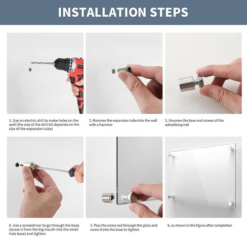 70 Pcs 1/2 x 1 Inch Sign Standoff Screws, Wall Stainless Steel Standoff Mounts Hardware Advertising, Glass Mounting Nail for Hanging Acrylic Picture Frame (Silver) in Kuwait