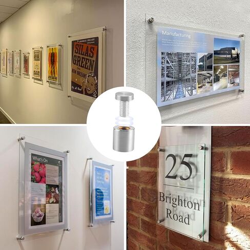 70 Pcs 1/2 x 1 Inch Sign Standoff Screws, Wall Stainless Steel Standoff Mounts Hardware Advertising, Glass Mounting Nail for Hanging Acrylic Picture Frame (Silver) in Kuwait