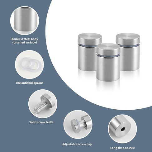 70 Pcs 1/2 x 1 Inch Sign Standoff Screws, Wall Stainless Steel Standoff Mounts Hardware Advertising, Glass Mounting Nail for Hanging Acrylic Picture Frame (Silver) in Kuwait