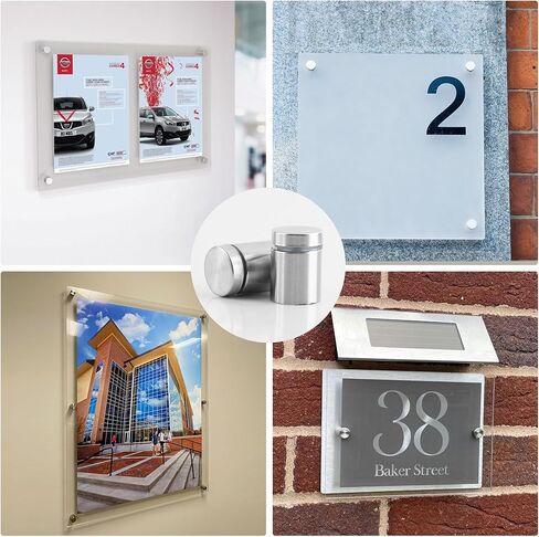 70 Pcs 1/2 x 1 Inch Sign Standoff Screws, Wall Stainless Steel Standoff Mounts Hardware Advertising, Glass Mounting Nail for Hanging Acrylic Picture Frame (Silver) in Kuwait