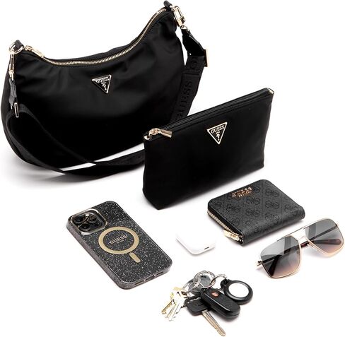 GUESS Eco Gemma Hobo Shoulder Bag, Black in Saudi Arabia