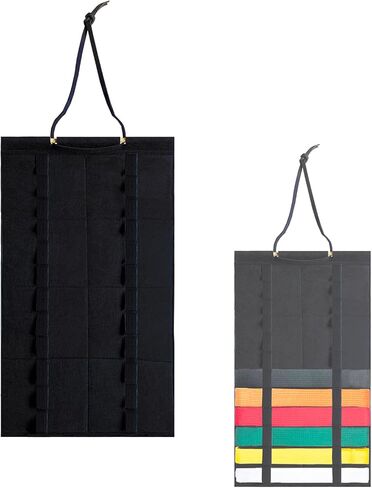 حامل عرض حزام الكاراتيه 12 حزامًا من Endysis - حامل معلق قابل للتعديل للتايكوندو والفنون القتالية | تصميم أنيق بحبل، مثالي للدوجو والمنازل in Kuwait