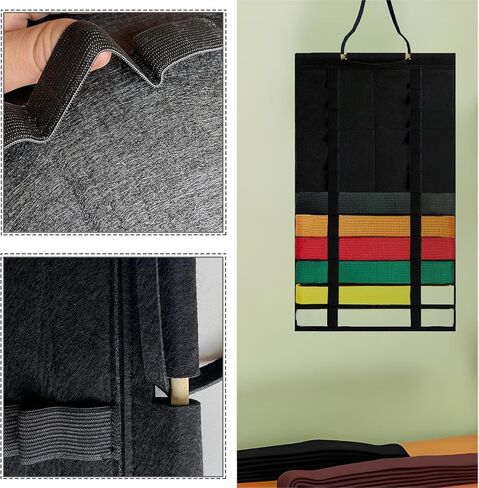 حامل عرض حزام الكاراتيه 12 حزامًا من Endysis - حامل معلق قابل للتعديل للتايكوندو والفنون القتالية | تصميم أنيق بحبل، مثالي للدوجو والمنازل in Kuwait