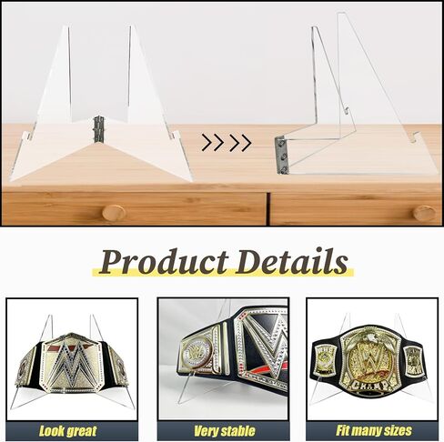 حامل عرض حزام البطولة، حامل أكريليك ممتاز 5 مم لأحزمة المصارعة والبطولة، متوافق مع العناوين المقلدة، عرض سطح الطاولة الشفاف الكريستالي in Kuwait