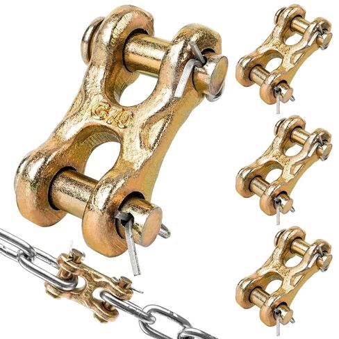 وصلة سلسلة 3/8، 4 حزم 3/8 بوصة وصلة Clevis مزدوجة، وصلات إصلاح سلسلة أمان شديدة التحمل من سبائك الصلب G70، مطلية بالزنك لربطات نقل الشاحنات/المقطورة، حد تحميل العمل 6600 رطل in Saudi Arabia
