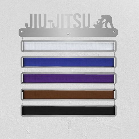 عرض حزام جيو جيتسو من الفولاذ المقاوم للصدأ للقطط | حامل حزام BJJ لـ 5 أحزمة | من الحزام الأبيض إلى الحزام الأسود | حقيبة حامل حزام فنون الدفاع عن النفس | هدايا لممارسي الجوجيتسو البرازيليين | OSS in Kuwait