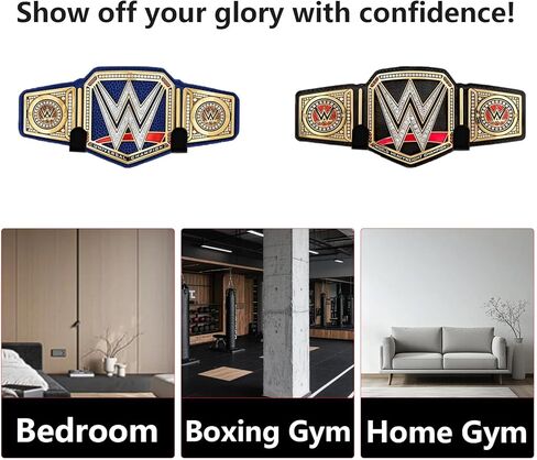 مجموعة حامل عرض حزام المصارعة على الحائط، حامل حزام عنوان المصارعة الاحترافي، حامل حزام WWE للبالغين والأطفال، رف آمن لهدايا وجوائز المصارعة، 4 قطع in Kuwait