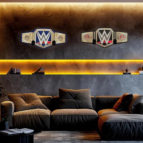 مجموعة حامل عرض حزام المصارعة على الحائط، حامل حزام عنوان المصارعة الاحترافي، حامل حزام WWE للبالغين والأطفال، رف آمن لهدايا وجوائز المصارعة، 4 قطع in Kuwait