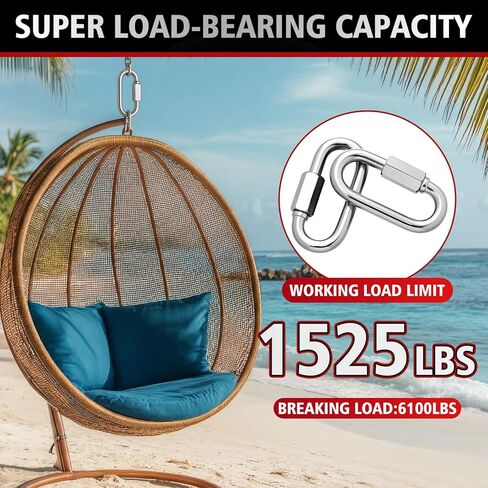 8 Pack 316 Stainless Steel Heavy Duty Quick Links D-Shape Locking Chain Connectors 875-2300 Lbs Working Load Marine Grade Safety Links for Towing Marine Camping Industrial Use(5/16") in Kuwait