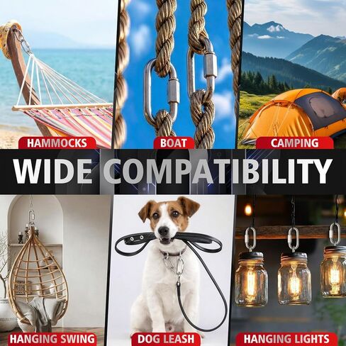 8 Pack 316 Stainless Steel Heavy Duty Quick Links D-Shape Locking Chain Connectors 875-2300 Lbs Working Load Marine Grade Safety Links for Towing Marine Camping Industrial Use(5/16") in Kuwait