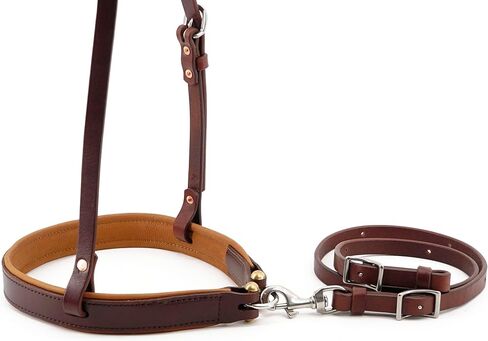 Leather Horse Soft Padded Tack Noseband,Round Nose Caveson with Leather Tie Down Strap Edit in Kuwait