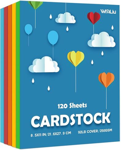 Cardstock 8.5x11 Inch Colored Paper, 5 Colors 120 Sheets Card Stock, Cardstock Paper for Scrapbooking, DIY Crafts, Assorted Cards Making (92LB Cover/250GSM) in Kuwait