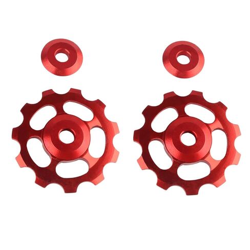 2Pcs 11T Aluminum Sealed Bearing Jockey Wheel Rear Derailleur Pulley for Bike Rear Derailleur Red in Saudi Arabia