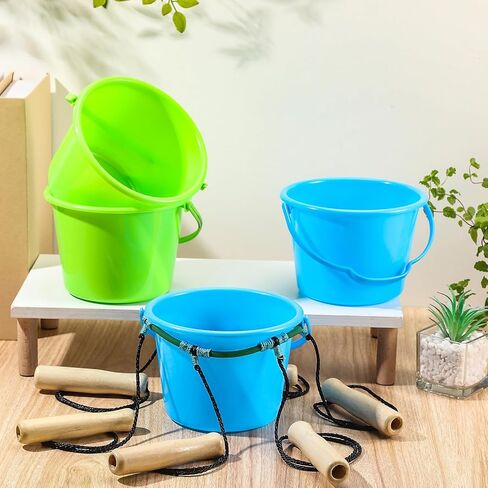 Team Bucket Challenge Team Building Activity Sports Outdoors for 8 to 24 Kids or Adults with 4 Buckets, 2 Bucket Holding Rings, 6 Carry Ropes Per Ring and Activity Guide in Kuwait