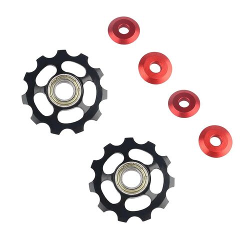 2Pcs 11T Aluminum Sealed Bearing Jockey Wheel Rear Derailleur Pulley for Bike Rear Derailleur Red in Saudi Arabia