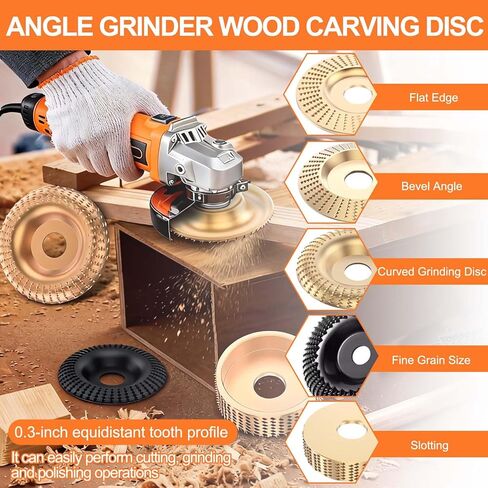 14PCS Angle Grinder Wood Carving Disc Set - 5Pcs 4"/4.5" 45# Carbon Steel Discs with 5 Rotary Burrs & 4 Adapter Rings, for Cutting, Polishing & Sculpting Hardwood/Softwood in Saudi Arabia