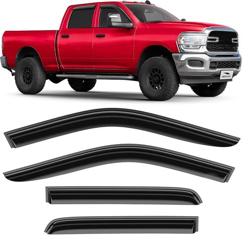 Voron Glass Tape-on Extra Durable Rain Guards for Ram 2500/3500 2011-2025 Crew Cab, Window Deflectors, Vent Window Visors, 4 Pieces - 100279 in Kuwait