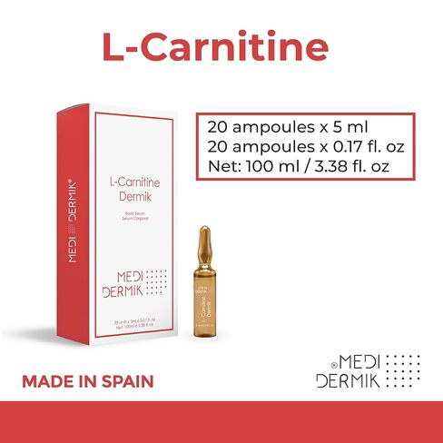 L-Carnitine Dermik 20 أمبولات × 5 مل (3.38 أونصة سائلة) تركيبة مستهدفة مصممة لدعم التمثيل الغذائي للدهون وتحسين مظهر الجلد في المناطق المعرضة للسيلوليت وفقدان التماسك. in Saudi Arabia