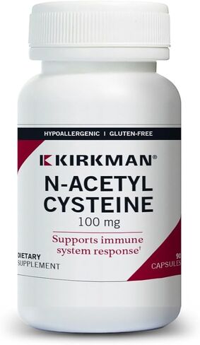 مكمل Kirkman NAC، N-Acetyl Cysteine ​​100 mg، 90 كبسولة نباتية، مكمل لدعم المناعة، مضاد للأكسدة، يعزز إنتاج الجلوتاثيون، لا يسبب الحساسية، خالي من الغلوتين والكازين in Saudi Arabia