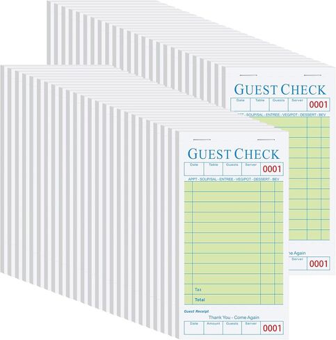 60 Pack Server Note Pads Bulk Double Part Guest Check for Servers, 2 Part Carbonless Server Order Paper, 3.5 x 6.75 Inch Pink Food Receipt Book for Bars Cafes Restaurant Food Trucks in Kuwait