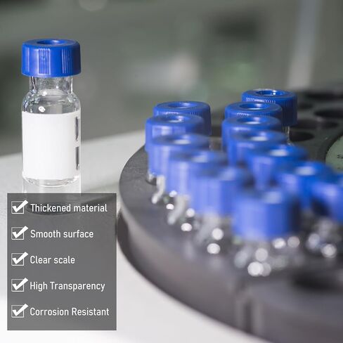 Qinyoung 100sets 2ml Autosampler Vials with Caps and 100pcs 250ul HPLC Vial Insert, 9-425 GC/HPLC Clear Vials with Insert Clear Glass Used in Standard HPLC and GC Applications in Saudi Arabia