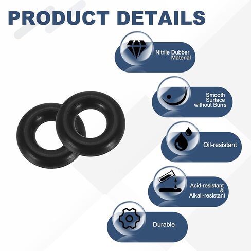 25 قطعة من حلقات O-Rings AS-222 من uxcell، حلقات دائرية مطاطية من النتريل مقاس 1-1/2 بوصة معرف، 1-3/4 بوصة OD، حشية إغلاق مستديرة بعرض 1/8 بوصة لإصلاح ختم السباكة في ماكينات السيارات (70 مقياس التحمل، أسود) in Saudi Arabia