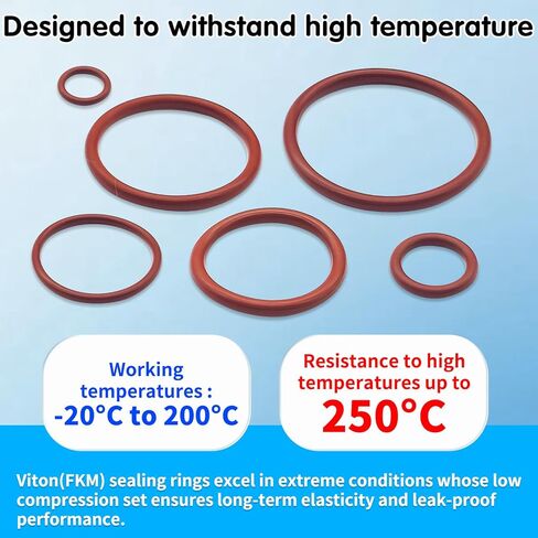 300 قطعة FKM Viton O-Ring Kit، 22 مقاسًا SAE AS568 FKM O-Rings مجموعة لأنظمة السوائل التلقائية، تشكيلة فيتون مقاومة لدرجة الحرارة العالية والزيت، طقم إصلاح حلقات O لأنظمة المحرك وناقل الحركة والفرامل in Kuwait