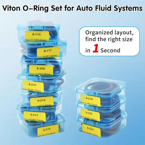 300 قطعة FKM Viton O-Ring Kit، 22 مقاسًا SAE AS568 FKM O-Rings مجموعة لأنظمة السوائل التلقائية، تشكيلة فيتون مقاومة لدرجة الحرارة العالية والزيت، طقم إصلاح حلقات O لأنظمة المحرك وناقل الحركة والفرامل in Kuwait