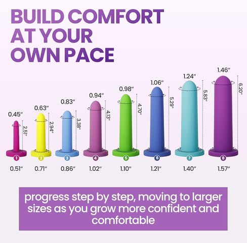 طقم تدريب قاع الحوض: مجموعة عصا سيليكون بتصميم ناعم ومرن للتقدم اللطيف، 8 أحجام مختلفة in Kuwait