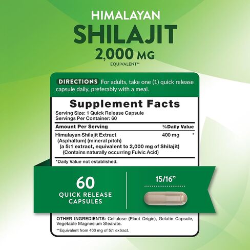 Nature's Truth Shilajit Capsules | 60 Count | Himalayan Fulvic Acid | Non-GMO & Gluten Free Supplement in Saudi Arabia