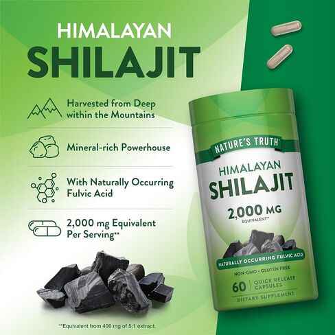 Nature's Truth Shilajit Capsules | 60 Count | Himalayan Fulvic Acid | Non-GMO & Gluten Free Supplement in Saudi Arabia