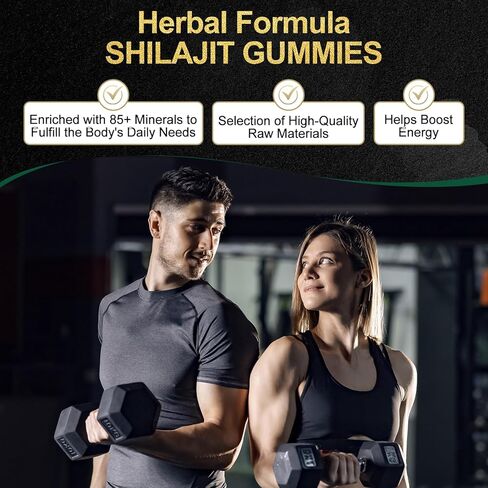 Shilajit Gummies, Form Himalayan Shilajit, with Ashwagandha Gokshura, No Added Sugar Non-GMO 100% Natural & Organic, Fulvic Acid & 85+ Trace Minerals for Men, Women | 60 Gummy in Saudi Arabia