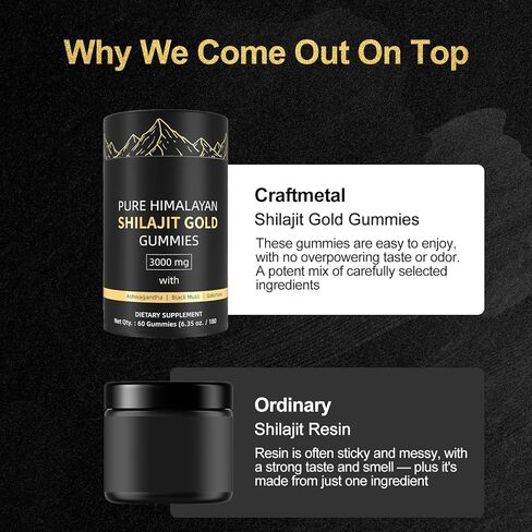 Shilajit Gummies, Form Himalayan Shilajit, with Ashwagandha Gokshura, No Added Sugar Non-GMO 100% Natural & Organic, Fulvic Acid & 85+ Trace Minerals for Men, Women | 60 Gummy in Saudi Arabia