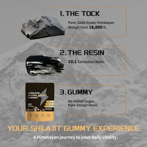 Shilajit Gold Gummies for Men & Women with Ashwagandha & Gokshura, 85+ Minerals & Fulvic Acid, Natural Energy & Wellness Support, 80 Count (01) in Saudi Arabia