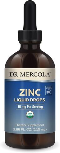 Dr. Mercola Zinc Liquid Drops - Supports Immune & Organ Health - 15 mg Organic Zinc Liquid Drops - USDA Organic - NSF Certified - Non-GMO, Gluten-Free & Soy-Free - 3.88 fl oz (28 Servings) in Saudi Arabia