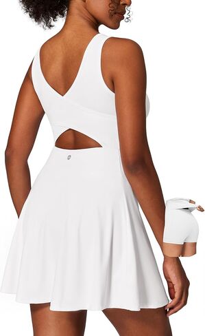 Heathyoga Athletic Dress for Women Easy Peasy Tennis Dress with Shorts Underneath Workout Active Golf Dresses for Women in Saudi Arabia