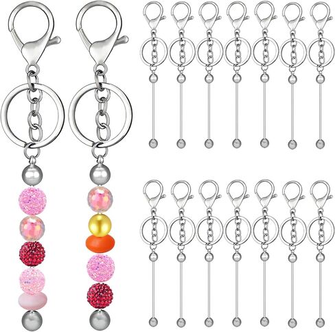 14 قطعة من أشرطة مفاتيح قابلة للخرز ، سلسلة مفاتيح قابلة للخرز مجموعة مفاتيح المفاتيح DIY شريط مفاتيح مفاتيح فارغة أطراف مفاتيح حبة للخرز للخرز DIY مفاتيح مفاتيح الحرف الواردات الهدية in Kuwait