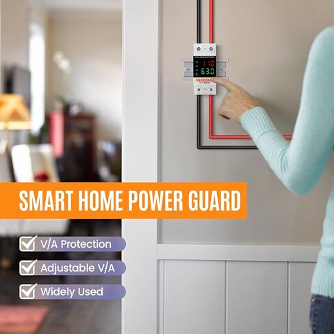 Adjustable Voltage Protector 110/230VAC 2P 63A Adjustable Smart Breaker Voltage Protector Current Limit Quick Disconnect Overvoltage Undervoltage Time-delay Protection Automatic Reset in Kuwait