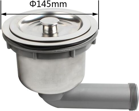 UYNAIT - تصريف خلفي للمطبخ مقاس 145 مم مع مرفق مدمج، تصريف من الفولاذ بالكامل مقاس 14.5 سم XM364 in Kuwait
