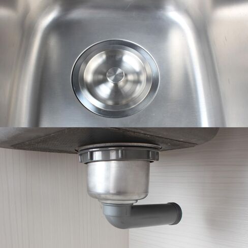 UYNAIT - تصريف خلفي للمطبخ مقاس 145 مم مع مرفق مدمج، تصريف من الفولاذ بالكامل مقاس 14.5 سم XM364 in Kuwait