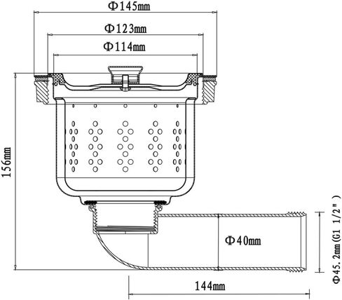 UYNAIT - تصريف خلفي للمطبخ مقاس 145 مم مع مرفق مدمج، تصريف من الفولاذ بالكامل مقاس 14.5 سم XM364 in Kuwait