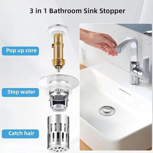 سدادة تصريف من الفولاذ المقاوم للصدأ مع ماسك للشعر، فلتر تصريف للحمام منبثق مع سلة قابلة للإزالة، مصفاة تصريف أرضية مضادة للانسداد، سدادة تصريف بالوعة للتحكم في الرائحة لحوض الحمام in Kuwait