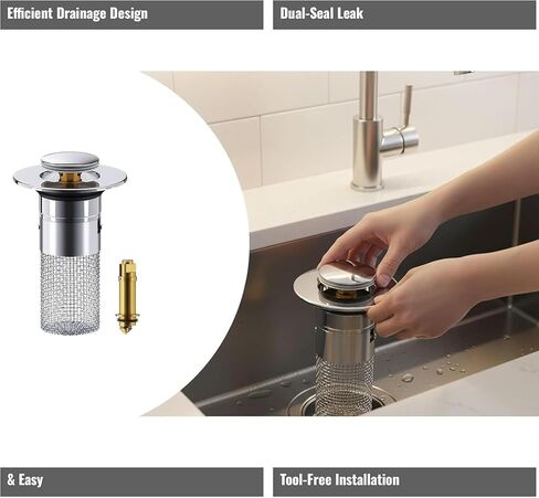 سدادة تصريف من الفولاذ المقاوم للصدأ مع ماسك للشعر، فلتر تصريف للحمام منبثق مع سلة قابلة للإزالة، مصفاة تصريف أرضية مضادة للانسداد، سدادة تصريف بالوعة للتحكم في الرائحة لحوض الحمام in Kuwait