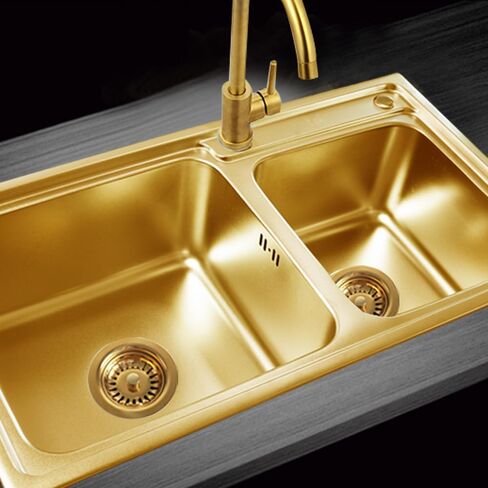 UYNAIT حوض 114 فولاذ كروي لتصريف الأطباق ذهبي اللون فاخر PVD ملحق XK223C034 in Kuwait