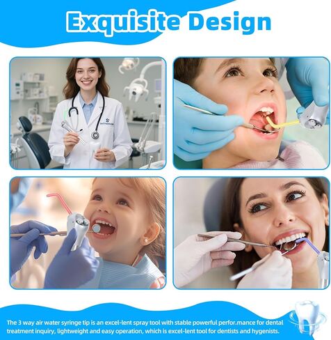 1000 قطعة من رؤوس حقن المياه والهواء الاحترافية للأسنان، فوهات ري الفم للاستعمال مرة واحدة لتنظيف الأسنان، طرف منحني لوحدة طب الأسنان - 4 أكياس محكمة الغلق (250/صندوق) in Kuwait