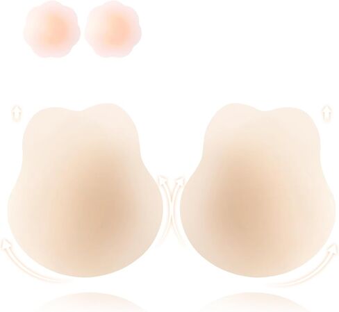 Lift Sticky Bra Push Up, Backless Bra Skin-Friendly Nipple Covers, Adhesive Strapless Bras for Women in Kuwait