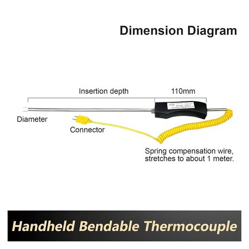 1pcs K Type Thermocouple Temperature Probe - Handheld Immersion Sensor for Molten Aluminum and Zinc Furnace Use(8-300mm) in Saudi Arabia