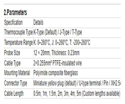 1pcs K/T/J Type Surface Mount Adhesive Thermocouple Probe - Ultra Thin Temperature Sensor for Accurate Readings 0-260°C, 0.5-10m Length(T-8m) in Saudi Arabia