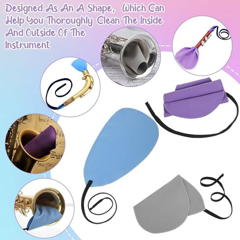 12PCS Clarinet Cleaning Cloth, Inside Tube Clarinets Cleaning Kit, Clarinet Clean Swab with Weighted String, Suitable for Clarinets, Piccolos, Flutes, Saxophones (Blue, Purple, Grey) in Kuwait
